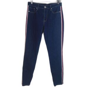 Tommy Hilfiger Denim Blue Jeans Striped Sides Dark Wash Slim Ankle Size 6